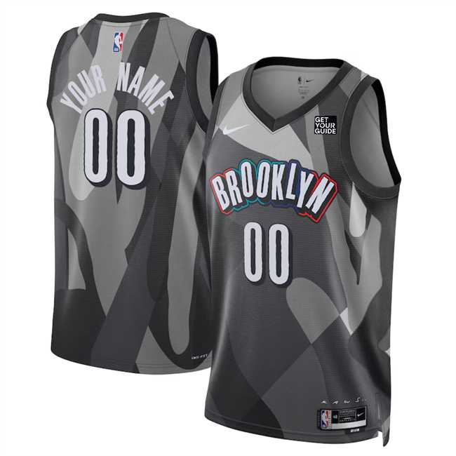 Mens Brooklyn Nets Active Player Custom Gray 2024-25 City Edition Stitched Basketball Jersey